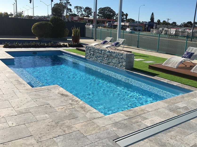 "Amalfi" Fiberglass Swimming Pool (medium pool design) (backyard pool)